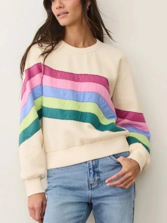 Marine Layer Tops - Marine Layer Cloud 9 Fleece Crewneck Sweatshirt Cool Wave Cotton Size Small